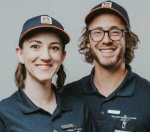 Branded workwear example showing embroidered uniform polos